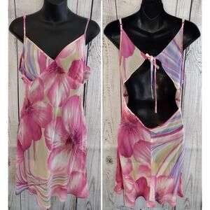 Victoria's Secret NEW Vintage 90s/Y2K Floral Silk Open-Back Slip-Dress Chemise